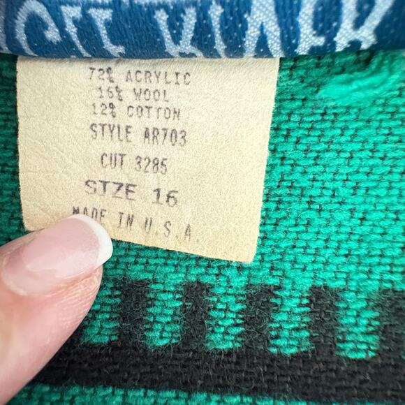 Eagle River Aztec Wool Jacket 16 Vintage Southwest Cardigan Western Boho (Flaw) - Picture 6 of 8